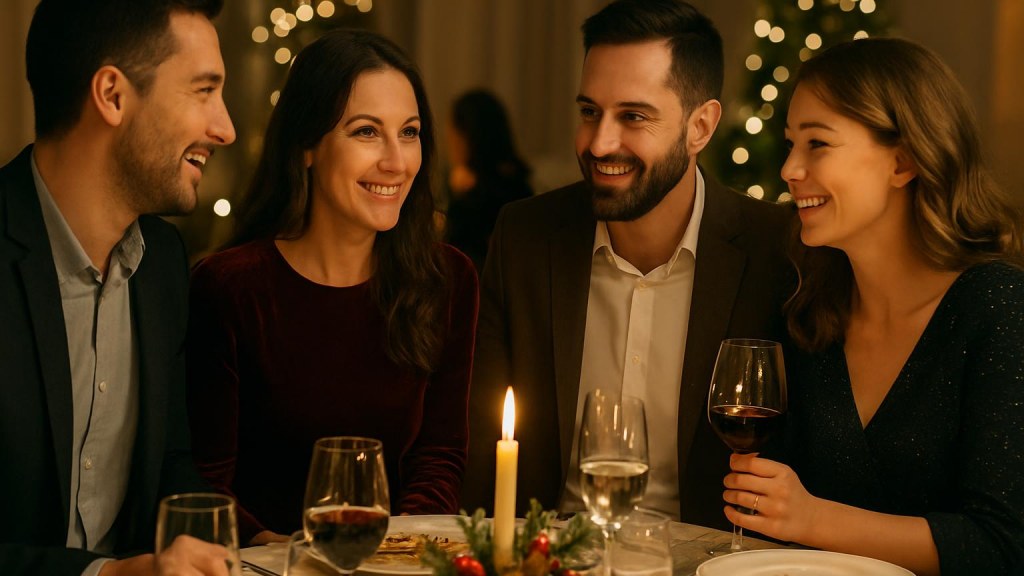 Gruppo di adulti in contesto sociale per Capodanno